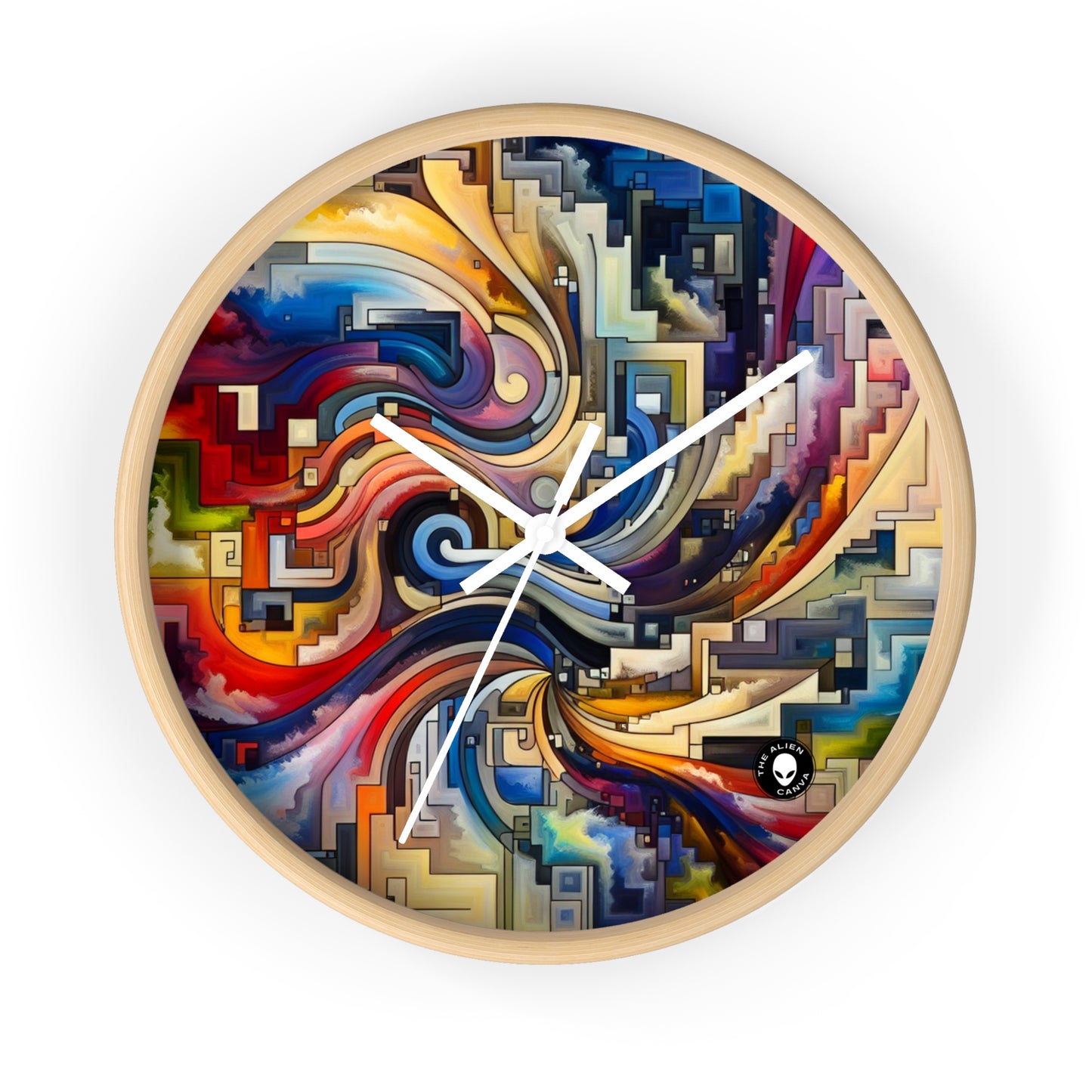 "Azul Sereno: Arte Abstracto con Formas Geométricas" - El Reloj de Pared Alien Arte Abstracto