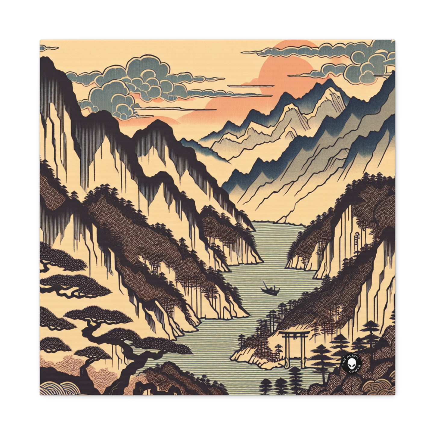 "Sérénité des fleurs de cerisier : un hommage Ukiyo-e captivant à la cérémonie japonaise du thé" - The Alien Canva Ukiyo-e (impression sur bois japonaise)