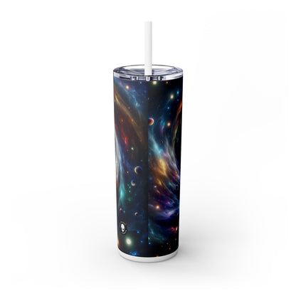 "Vórtice galáctico: la danza colorida de estrellas y planetas" - Vaso delgado con pajita de 20 oz de Alien Maars®