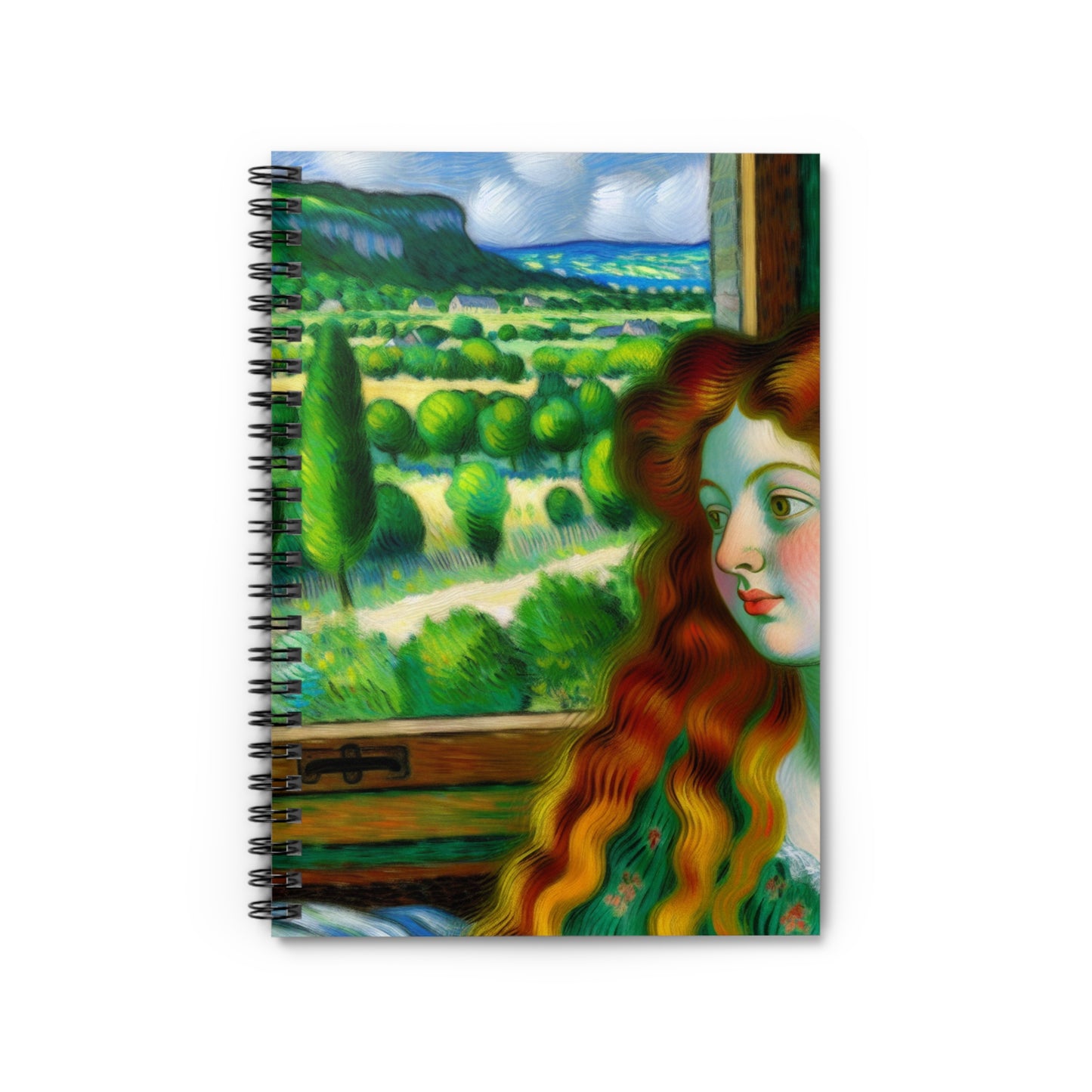"French Countryside Escape" - The Alien Spiral Notebook (Ruled Line) Post-Impressionism Style