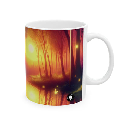 « Enchantement du crépuscule : une scène de forêt magique » - Tasse en céramique Alien 11 oz