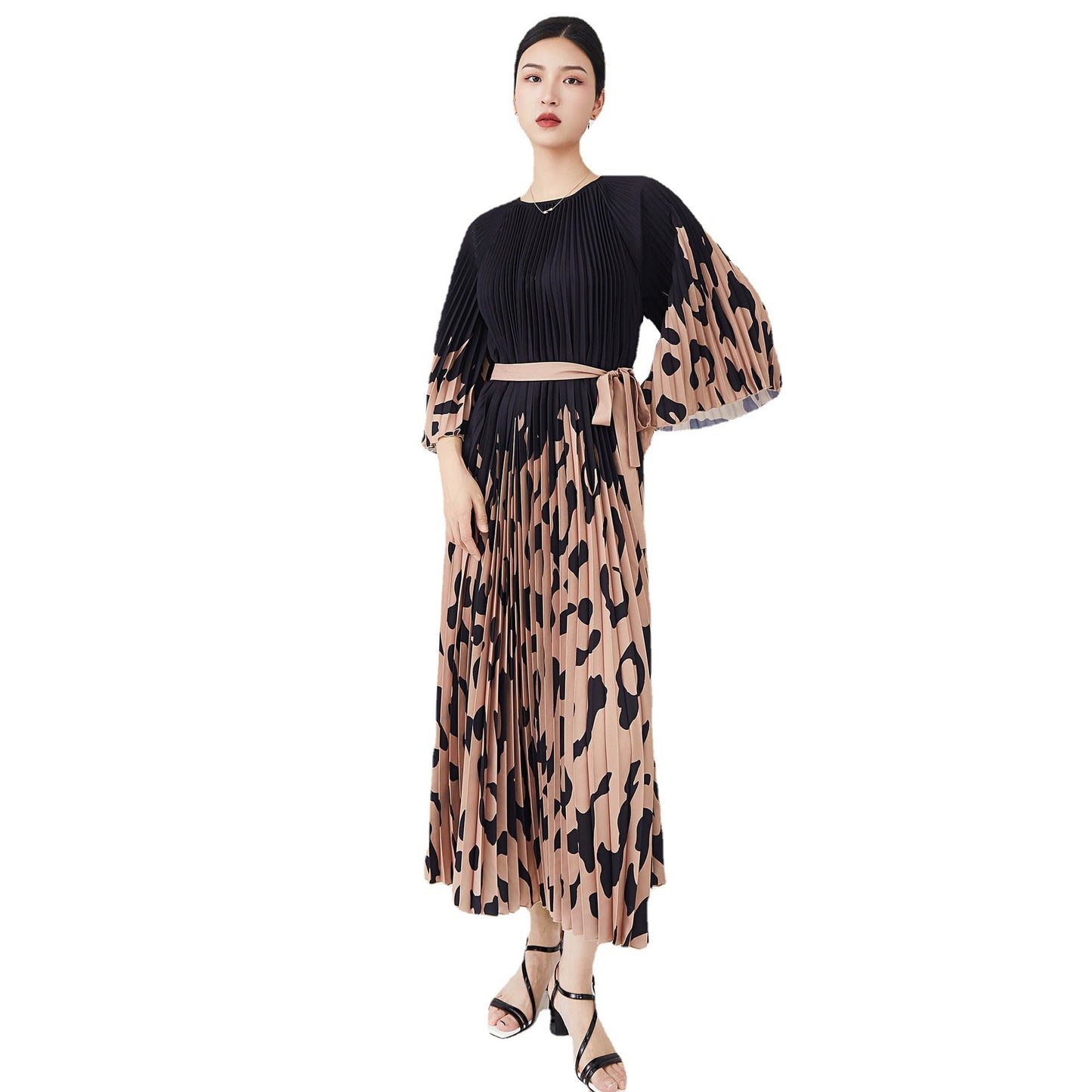 Women's Fashion Leopard Print Pleated Skirt