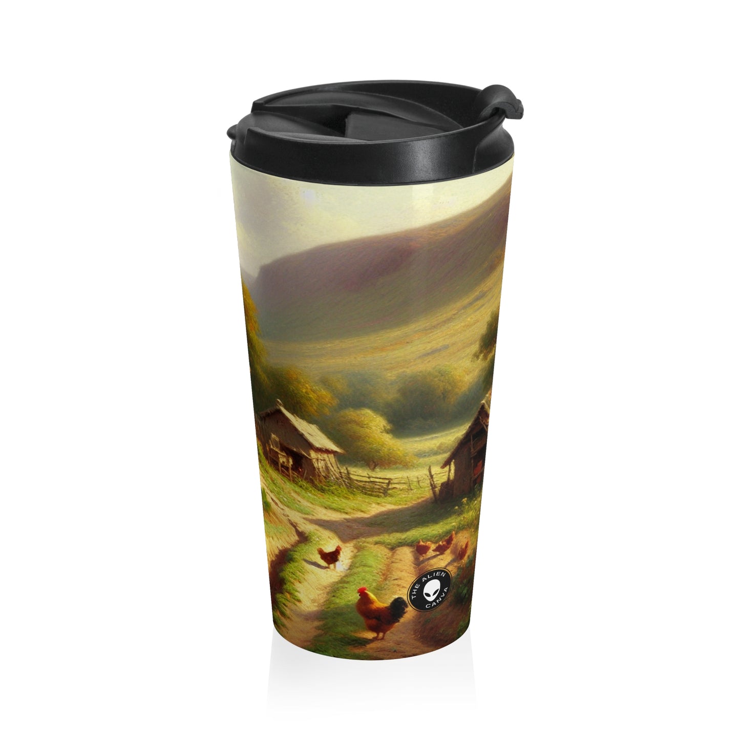 "Bustling Market: A Colorful Post-Impressionist Scene" - The Alien Stainless Steel Travel Mug Post-Impressionism