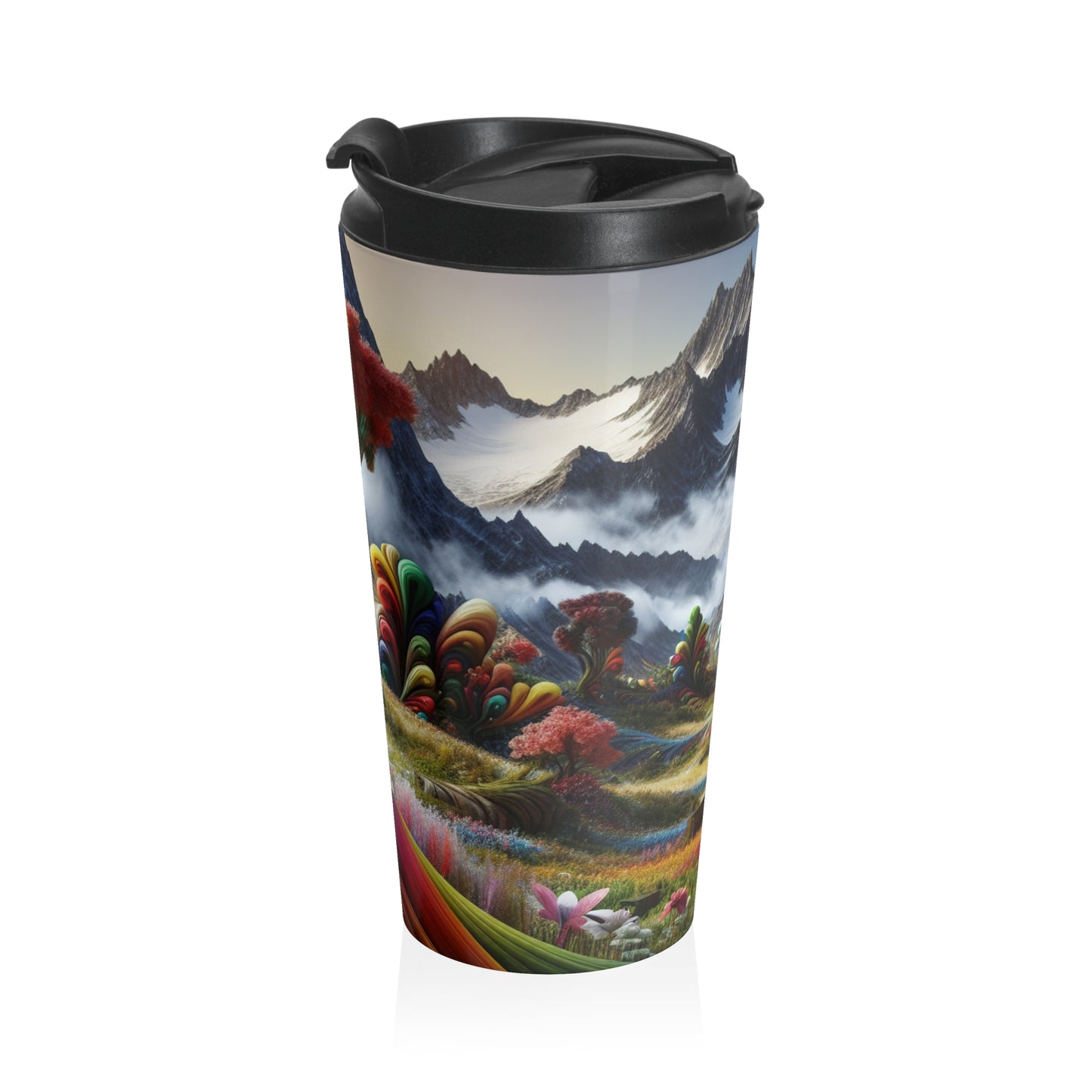 "Candy Mountains and Whimsical Valleys" - The Alien Stainless Steel Travel Mug