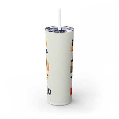 "Tranquil Geometry: Minimalist Landscape Art" - The Alien Maars® Skinny Tumbler with Straw 20oz Minimalist Art