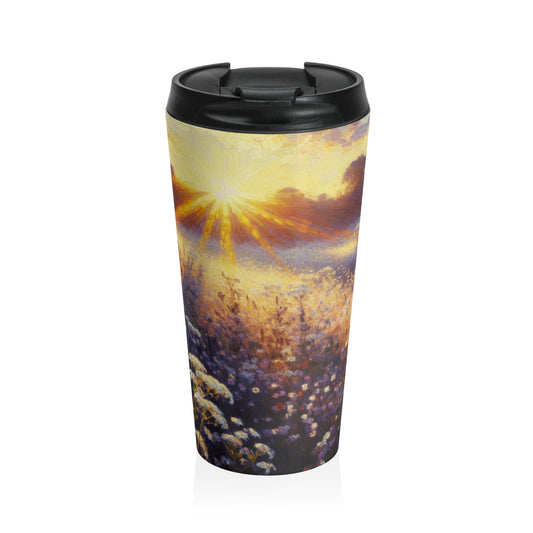 "Wildflower Sunrise" - The Alien Stainless Steel Travel Mug Impressionism Style