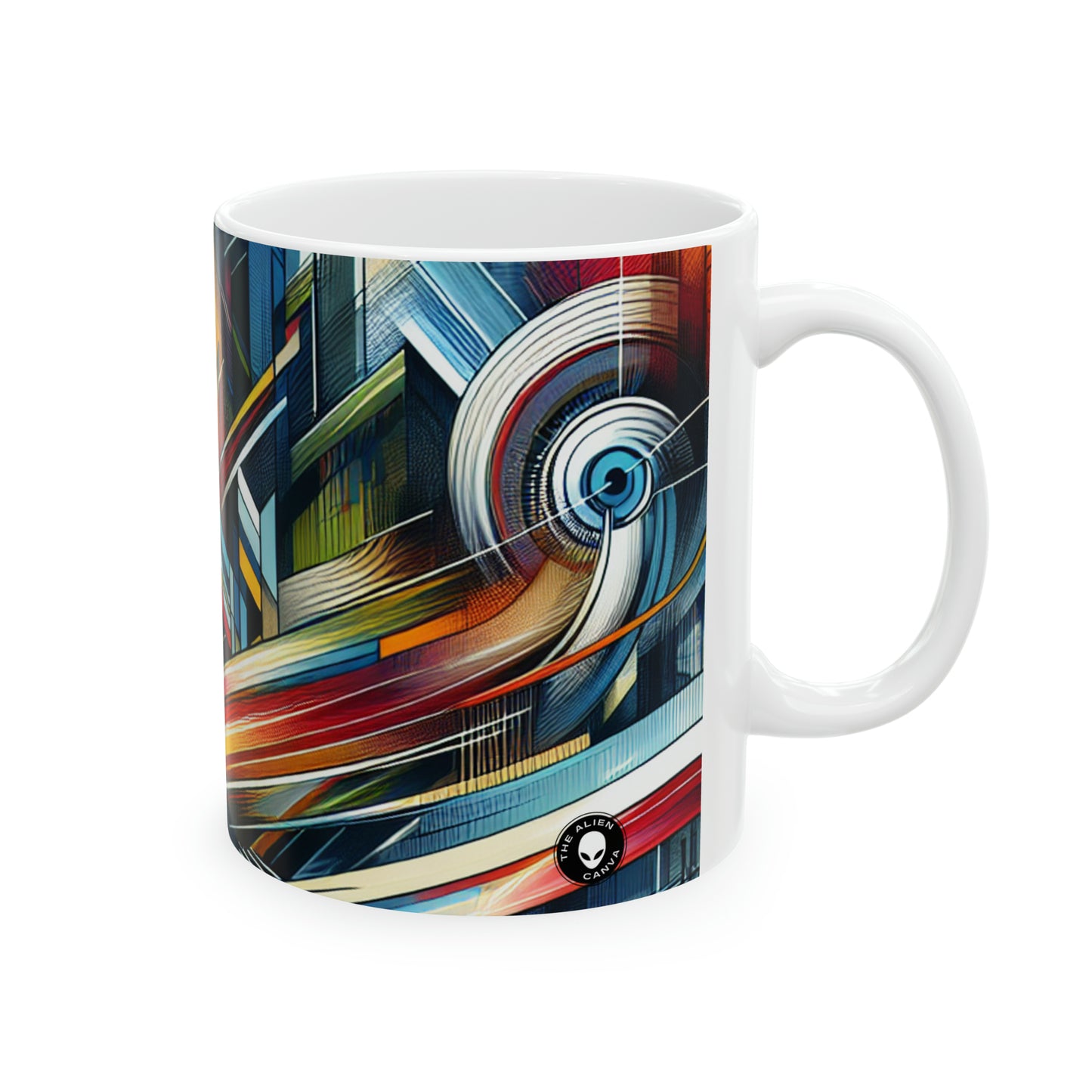 "Rêve Galactique : Ville Néon Futuriste" - La Tasse en Céramique Alien 11oz Futurisme