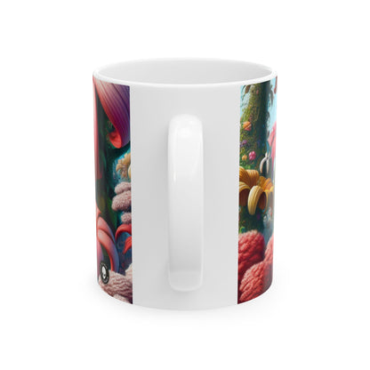 "Jardín de fantasía: grandes flores y pequeñas criaturas" - Taza de cerámica The Alien de 11 oz