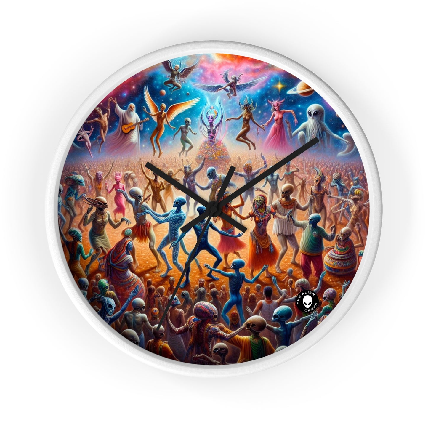 "Interstellar Rave: Embracing Cosmic Unity" - The Alien Wall Clock