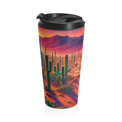 "Lluvia resplandeciente: el reflejo de una ciudad" - The Alien Taza de viaje de acero inoxidable Realismo