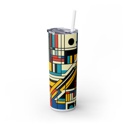 "Harmonious Balance: Neoplastic Exploration in Black, White, and Primary Colors" - The Alien Maars® Skinny Tumbler with Straw 20oz Neoplasticism