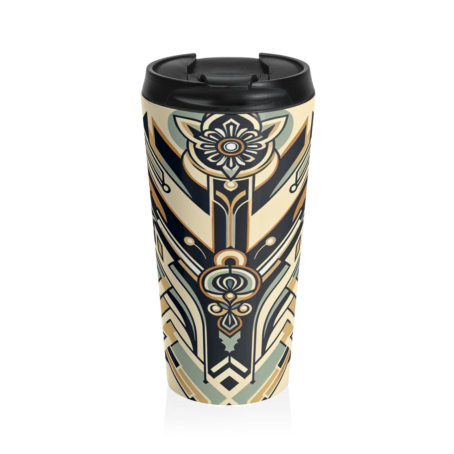 "Glamorous Nights: An Art Deco Cityscape" - The Alien Stainless Steel Travel Mug Art Deco