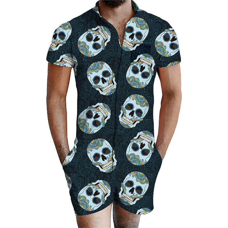 Printed men's jumpsuit suit