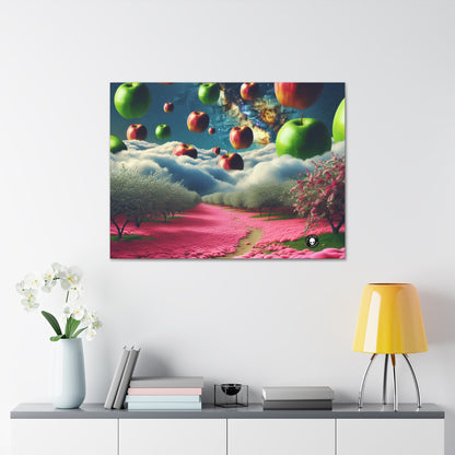 "Apple Sky and Pink Flower Carpet: A Surreal Landscape" - The Alien Canva