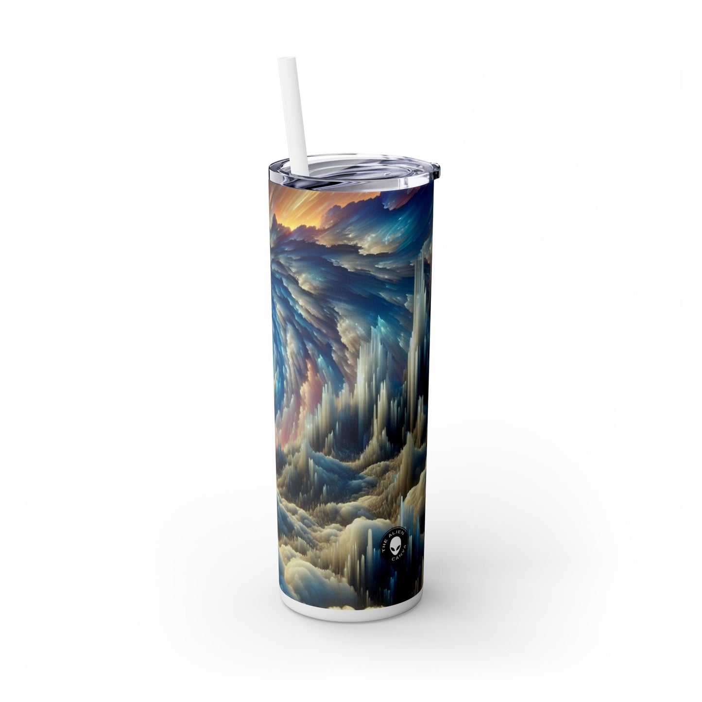 Picos de cristal y cielos coloridos: vaso estrecho con pajita de 20 oz de Alien Maars®