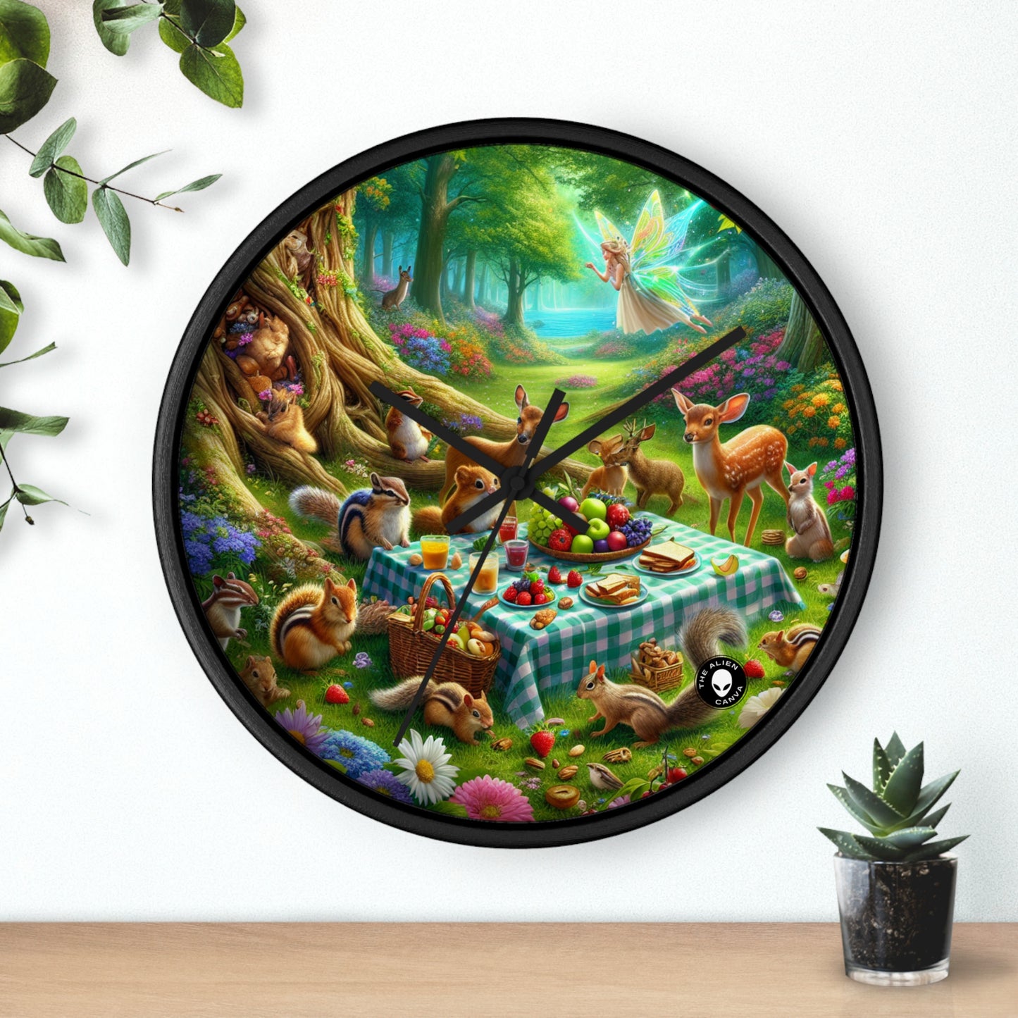 "Enchanted Forest Picnic: A Magical Gathering" - The Alien Wall Clock