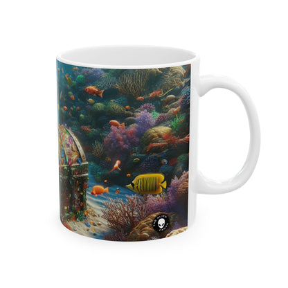 « Jeweled Depths : Découvrez le trésor caché » - Tasse en céramique Alien 11 oz