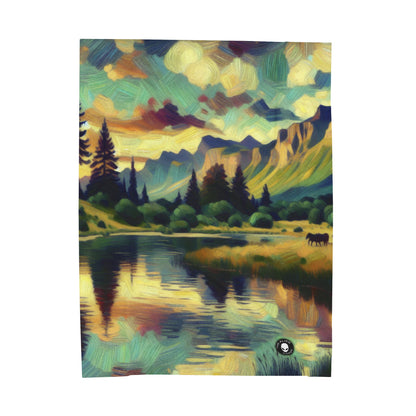 "Dusk in the Countryside: A Vibrant Post-Impressionist Painting" - The Alien Velveteen Plush Blanket Post-Impressionism