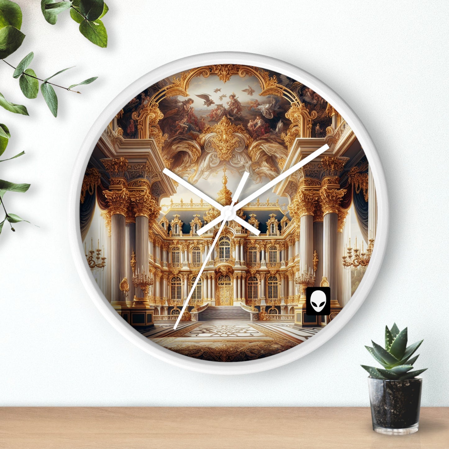 "Splendeur royale : un palais baroque plaqué or" - L'horloge murale Alien de style baroque