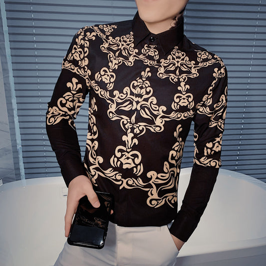 Slim sleeve printed casual shirt