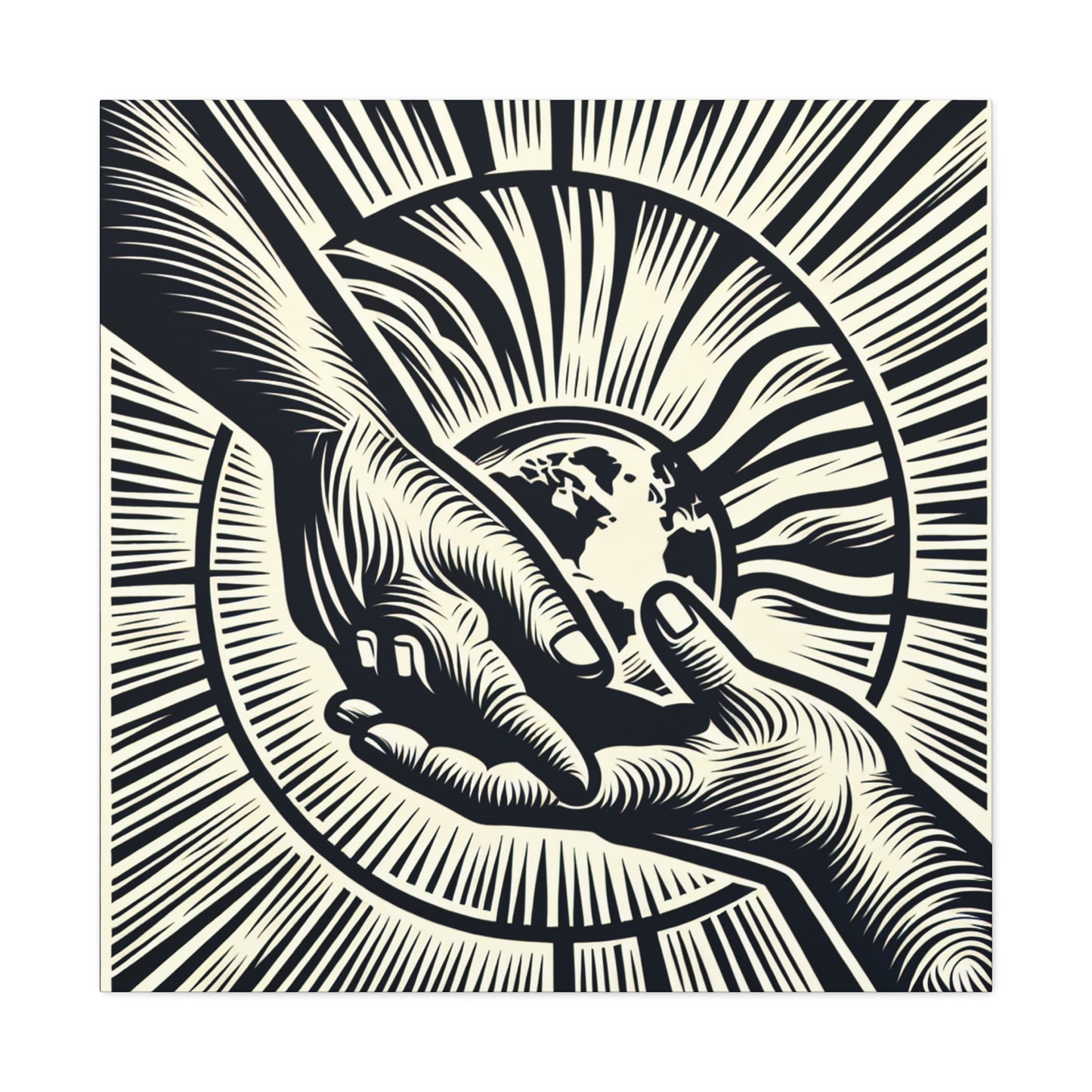 "Uniting Hands, Uniting Nations" - The Alien Canva Woodcut Printing Style