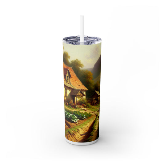 "Bustling Market: A Colorful Post-Impressionist Scene" - The Alien Maars® Skinny Tumbler with Straw 20oz Post-Impressionism