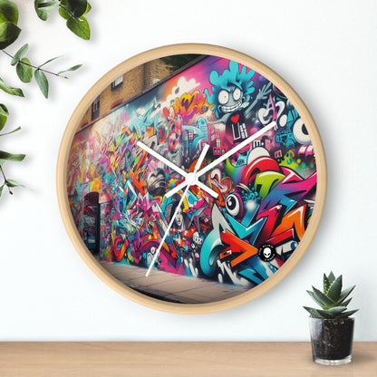 "Neon Horizon: La vibrante metrópolis del futuro" - El reloj de pared alienígena Arte callejero / Graffiti