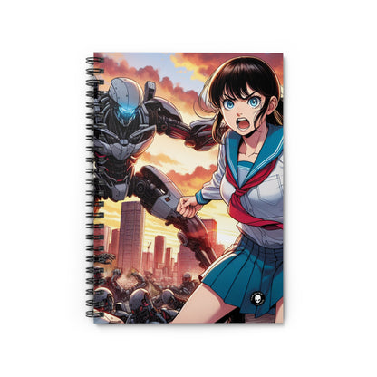 "Girl in Uniform Saves City from Invaders." - The Alien Spiral Notebook (Ruled Line) Manga/Anime Art