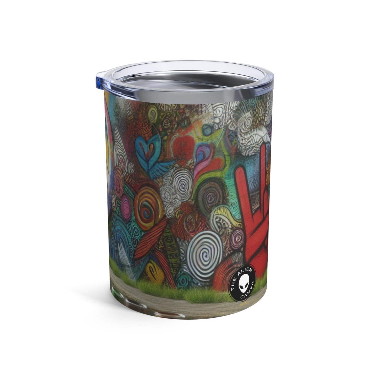 "Graffiti galáctico: un mural de arte callejero cósmico" - The Alien Tumbler 10oz Street Art