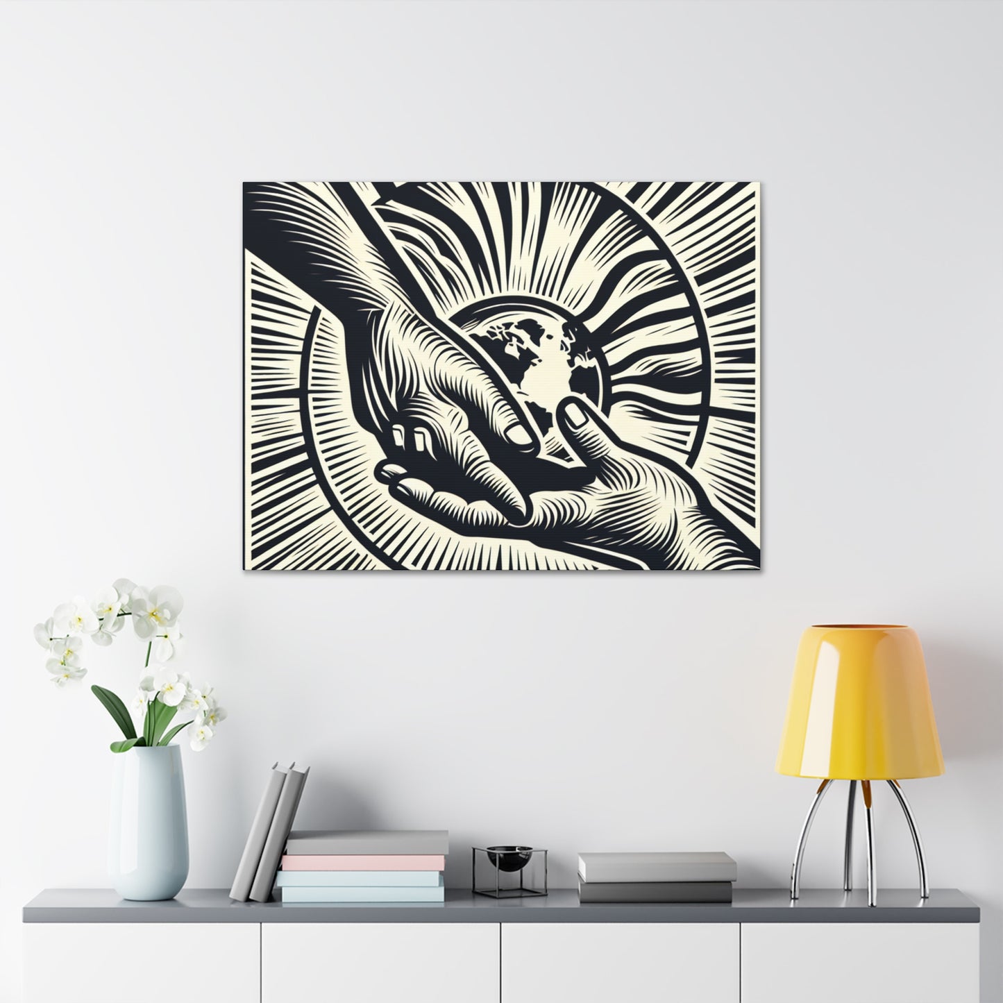 "Uniting Hands, Uniting Nations" - The Alien Canva Woodcut Printing Style