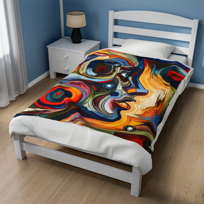 "Stormy Symphony: A Captivating Abstract Expressionist Painting" - The Alien Velveteen Plush Blanket Expressionism