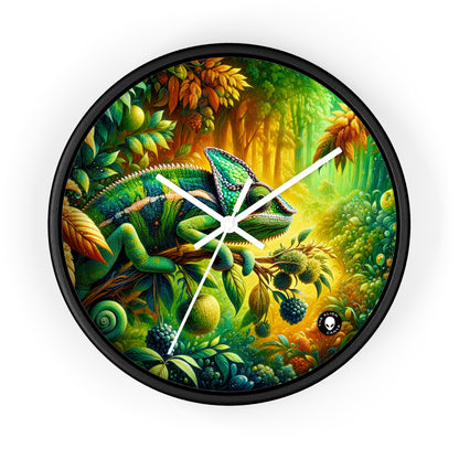 "Vibrant Woods and the Chameleon Camouflage" - The Alien Wall Clock