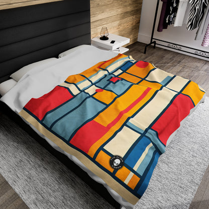 "De Stijl Grid : Une composition de couleurs minimaliste" - La couverture en peluche Alien Velveteen De Stijl