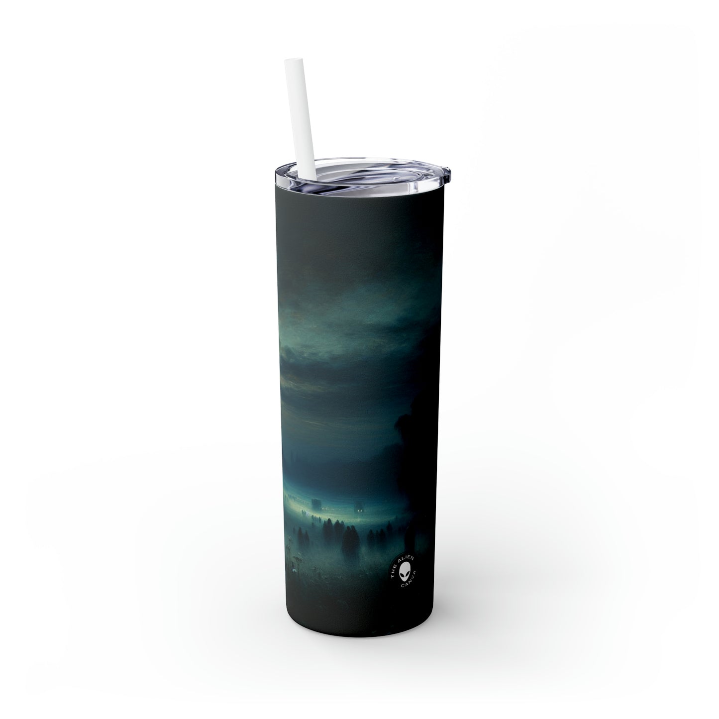 "Misty Twilight: Un viaje tonalista hacia la serenidad silenciosa" - El vaso delgado con pajita de Alien Maars®, tonalismo de 20 oz