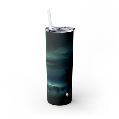 "Misty Twilight: Un viaje tonalista hacia la serenidad silenciosa" - El vaso delgado con pajita de Alien Maars®, tonalismo de 20 oz