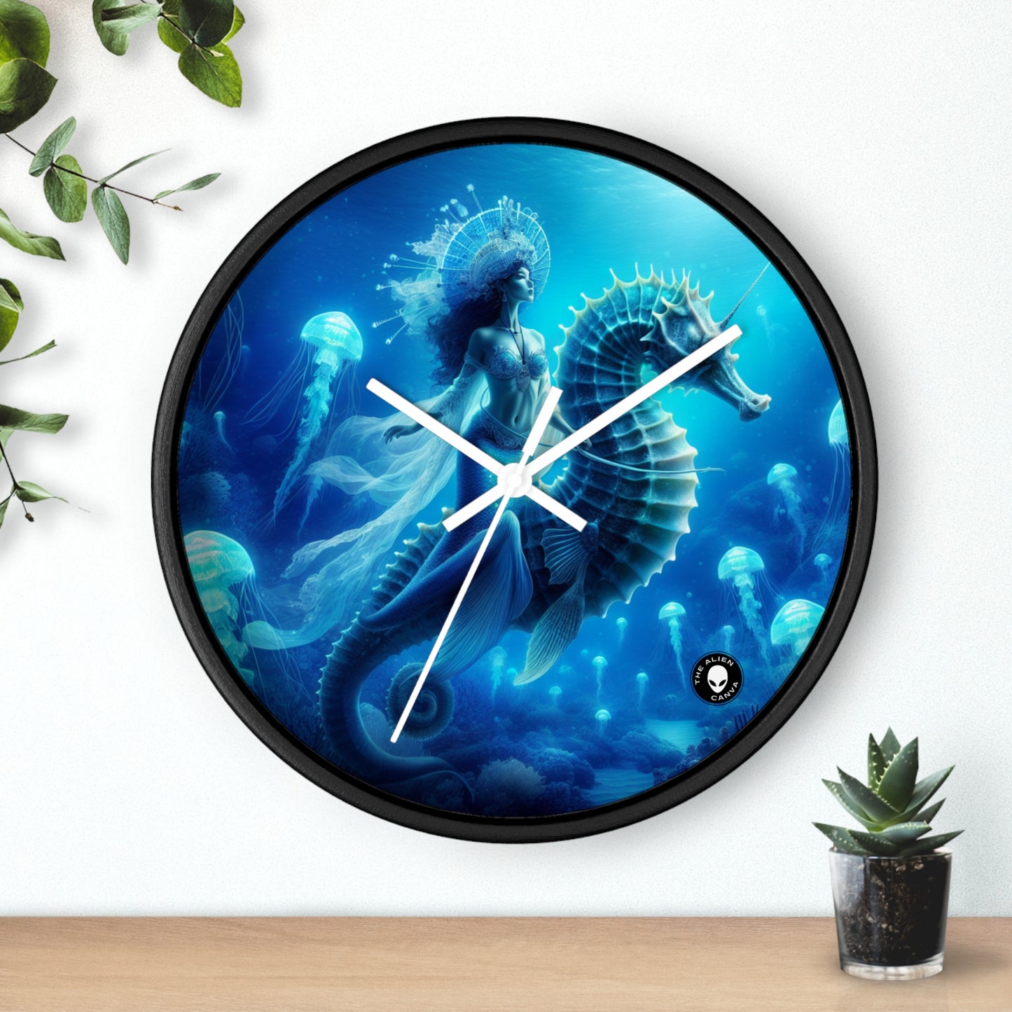 "Magia de sirena: viaje con el caballito de mar gigante" - El reloj de pared alienígena