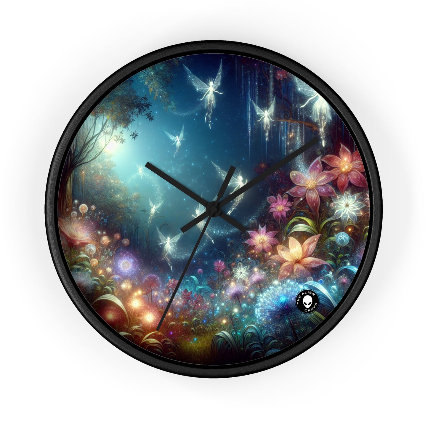 "Enchanted Moonlit Flower Forest" - The Alien Wall Clock