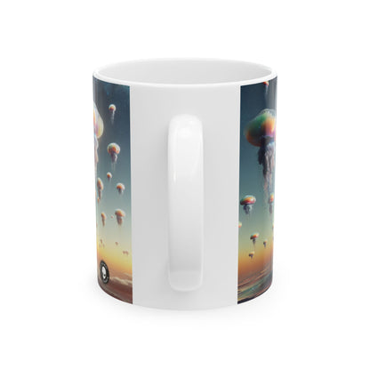 "Jellyfish Sky: Un mundo surrealista" - La taza de cerámica alienígena 11oz