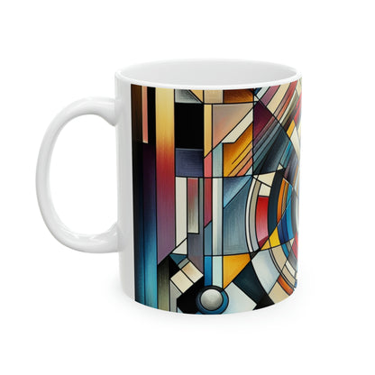 "City Lights: Geometric Nightfall" - The Alien Ceramic Mug 11oz Geometric Abstraction