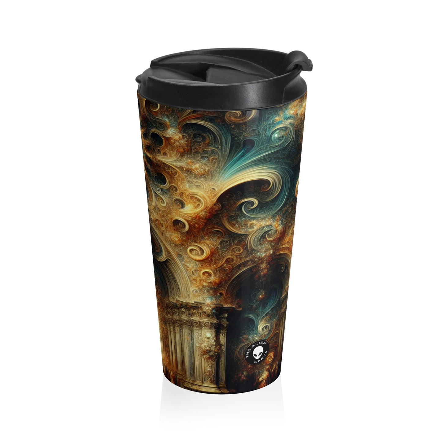 "Opulent Feasting: A Baroque Banquet" - The Alien Stainless Steel Travel Mug Baroque