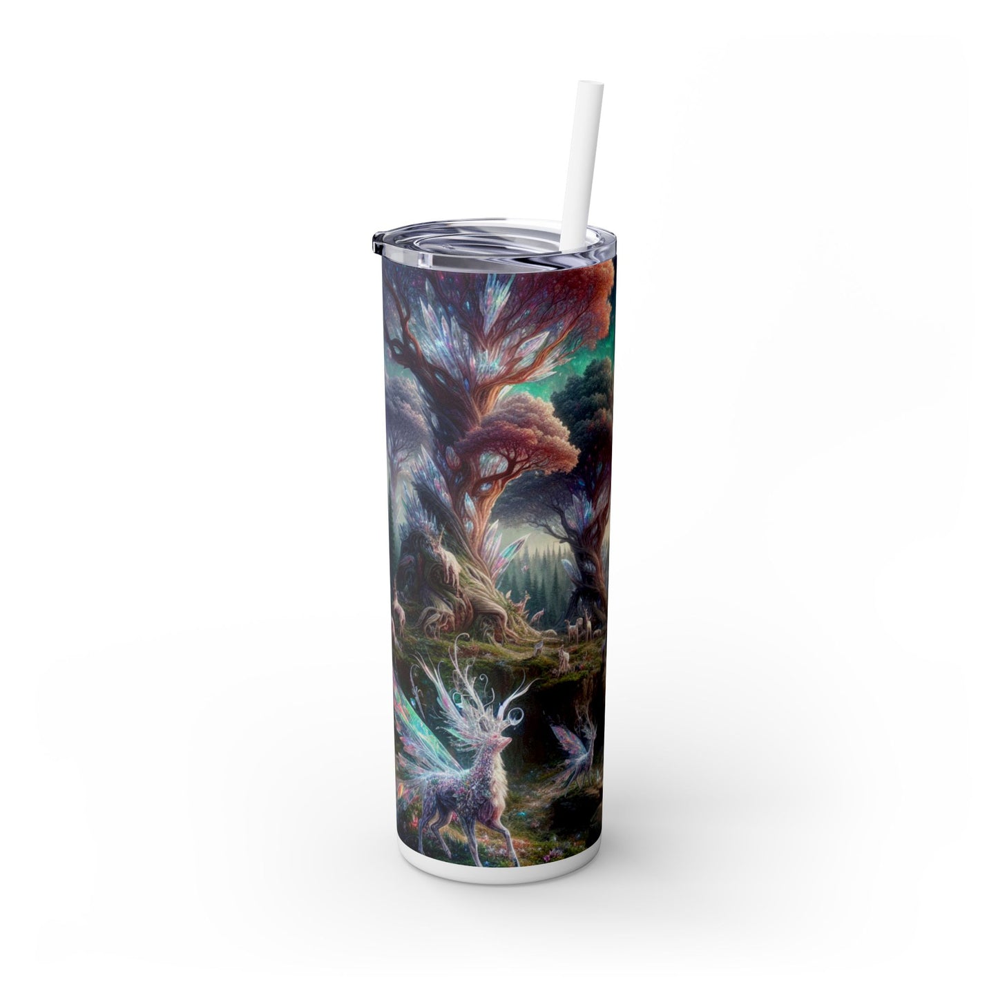 "Bosque de Cristal: Un Reino Mágico" - Vaso estrecho con pajita de 20 oz de Alien Maars®