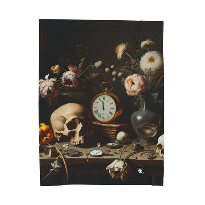 "Decadencia digital: una Vanitas contemporánea que examina el consumismo en el siglo XXI" - The Alien Velveteen Plush Blanket Vanitas Painting