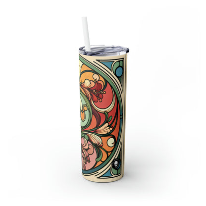 "Enchanting Depths: An Art Nouveau Ode to the Underwater Realm" - The Alien Maars® Skinny Tumbler with Straw 20oz Art Nouveau