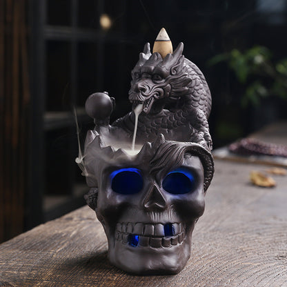 Skull Head Halloween Home Decoration Backflow Incense Burner