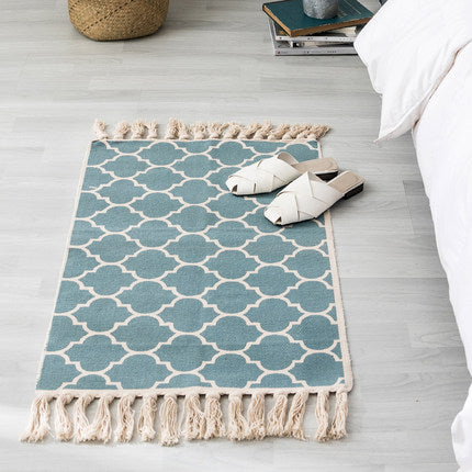 Petit tapis de sol simple en coton et lin