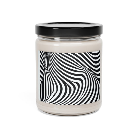 "Ola de ilusión óptica" - La vela de soja con aroma a extraterrestre, estilo Op Art de 9 oz