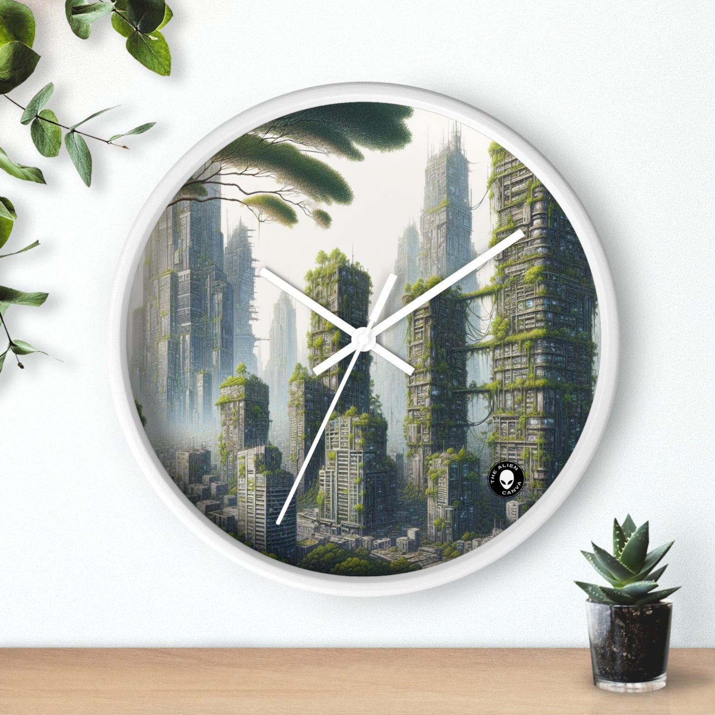 "Nature's Resurgence: The Urban Jungle" - The Alien Wall Clock