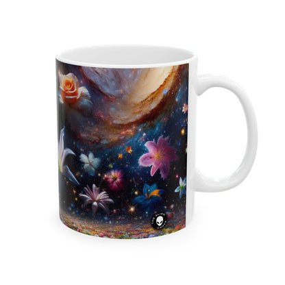 "Constelaciones florales" - Taza de cerámica extraterrestre de 11 oz