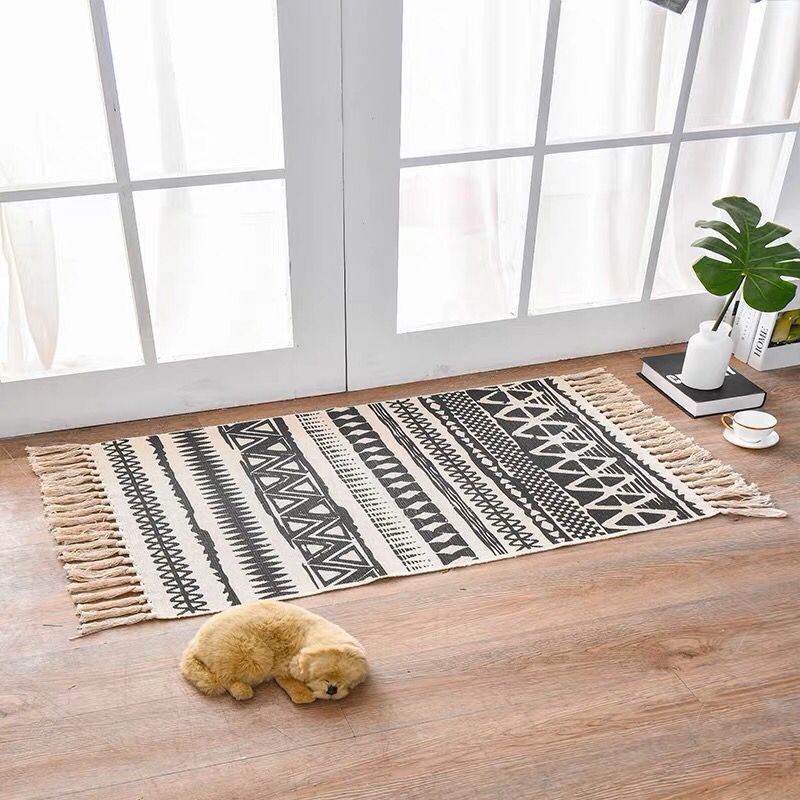 Tapis en coton et lin de style scandinave