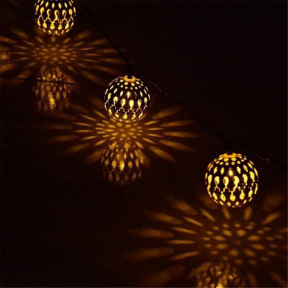 Moroccan Solar Lamp Battery Round Ball Light Garden Decorati